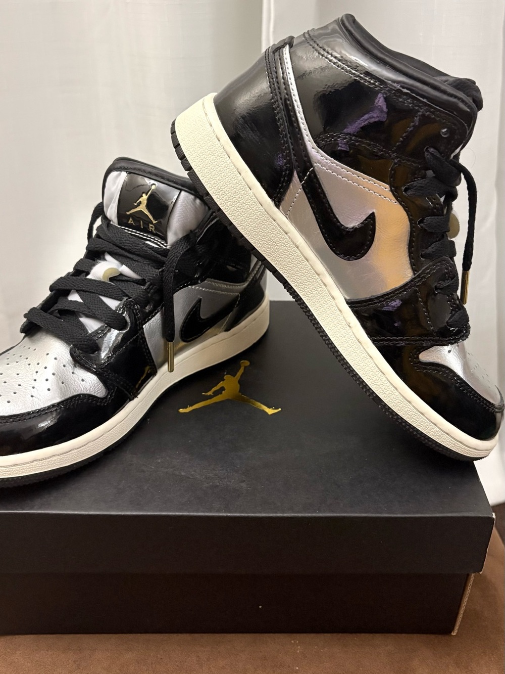 Jordan Kids High-Top Sneakers — Black/Metallic Silver